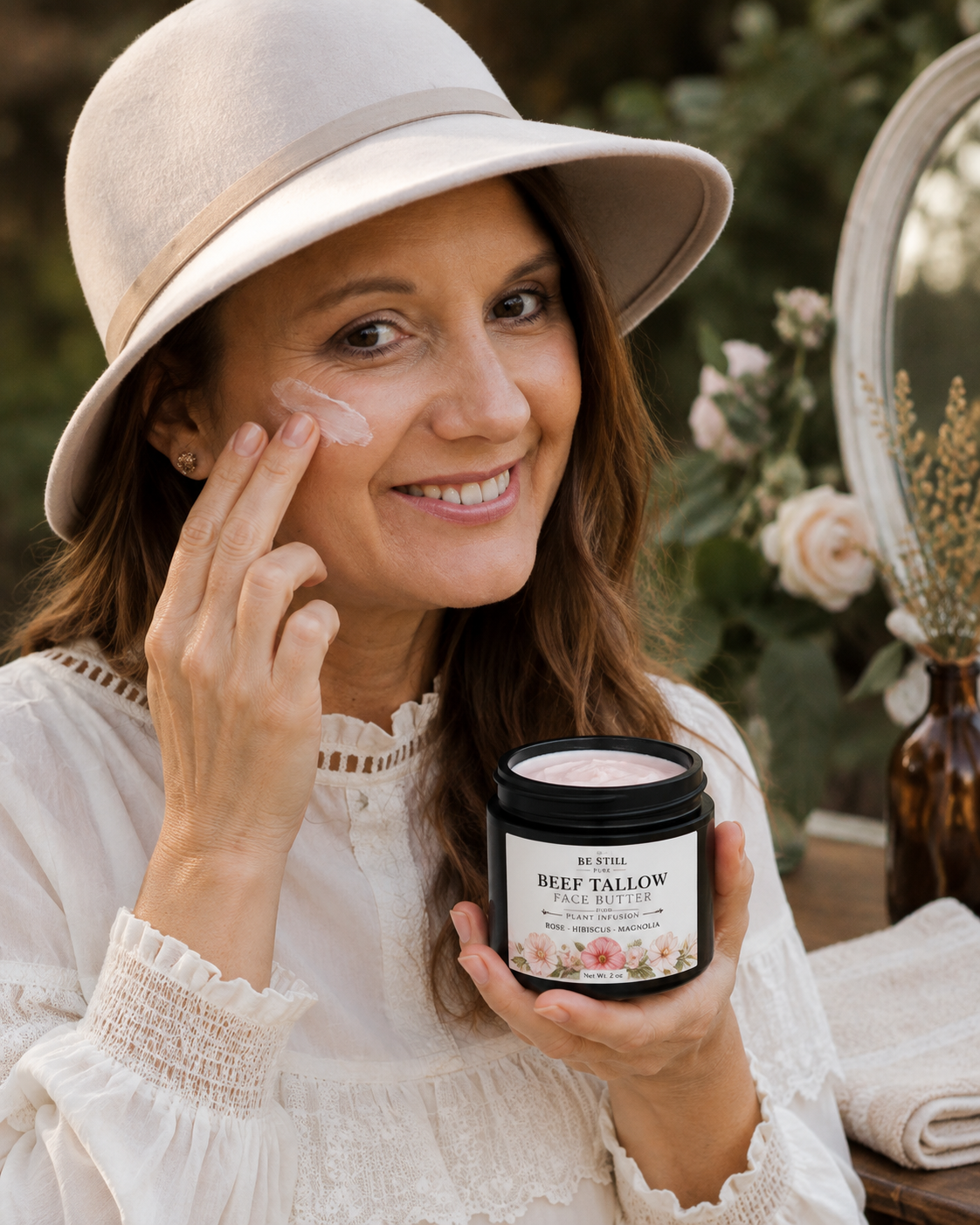 Beef Tallow Face Butter – Rose, Hibiscus & Magnolia