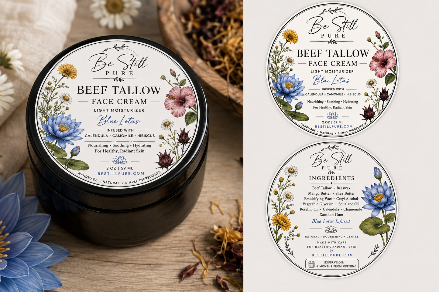 Beef Tallow- Face Cream Blue Lotus