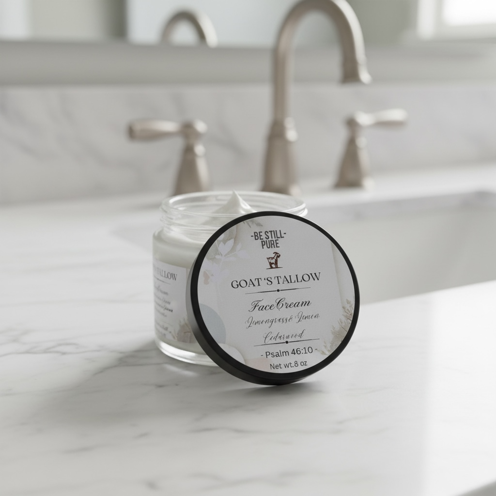 •	“Nourishing Goat’s Tallow – Soft, Smooth, Non-Greasy”